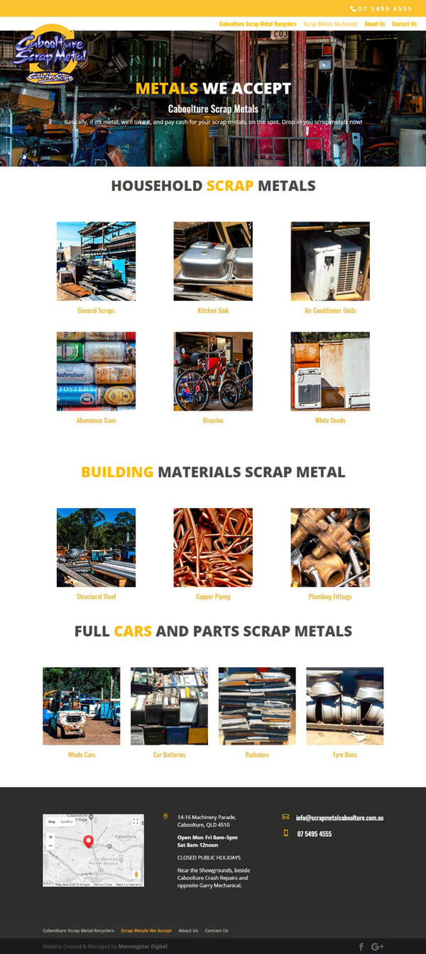 Caboolture Scrap Metal Services Page Caboolture Scrap Metal Web Designers Sunshine Coast