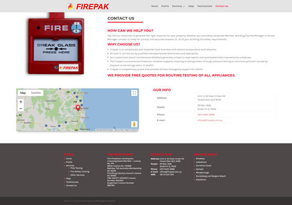 Firepak Contact Page Firepak Websites Developers