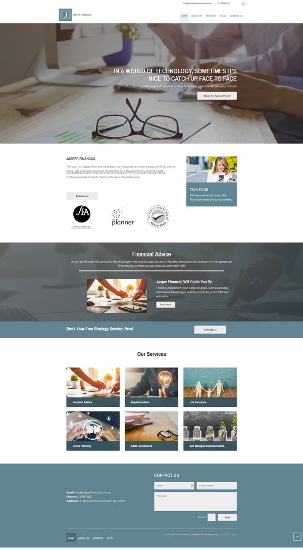Jasper Financial Homepage Jasper Financial Website Design