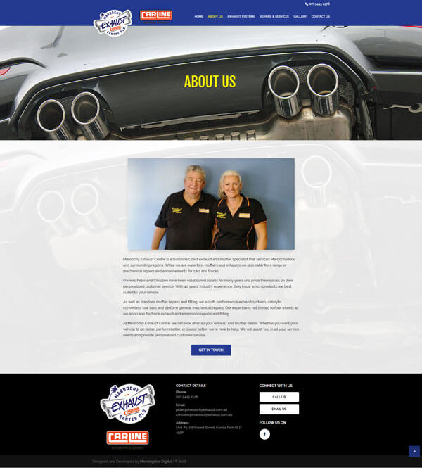 Maroochy Exhaust About Page Maroochy Exhaust Centre Qld Website Design Sunshine Coast
