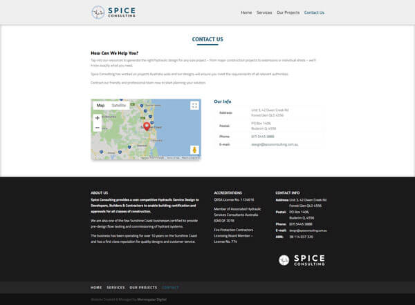 Spice Consulting Contact Page Spice Consulting Web Designer Sunshine Coast
