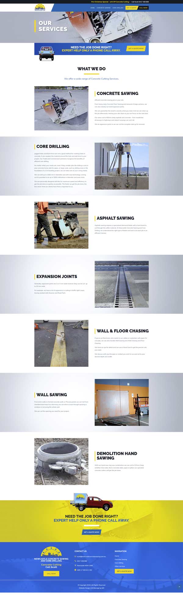 Newcastle Concrete About Newcastle Concrete Sawing And Core Drilling Website Development